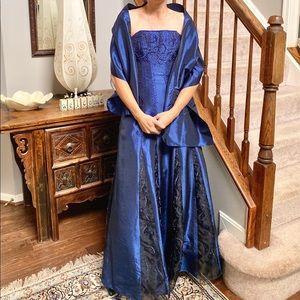Blue Evening Gown w/ Wrap